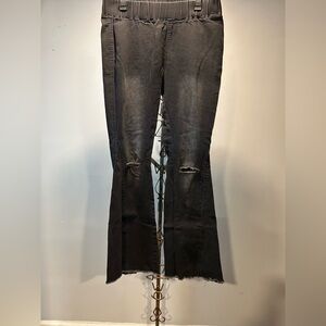 Black Flared Jeans with Distressed Details